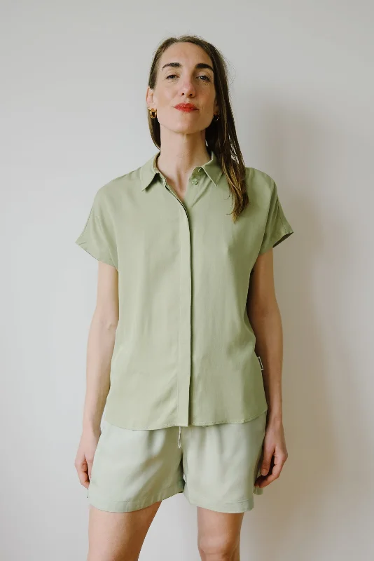 blouse - larisaana - matcha Soft Satin Blouse