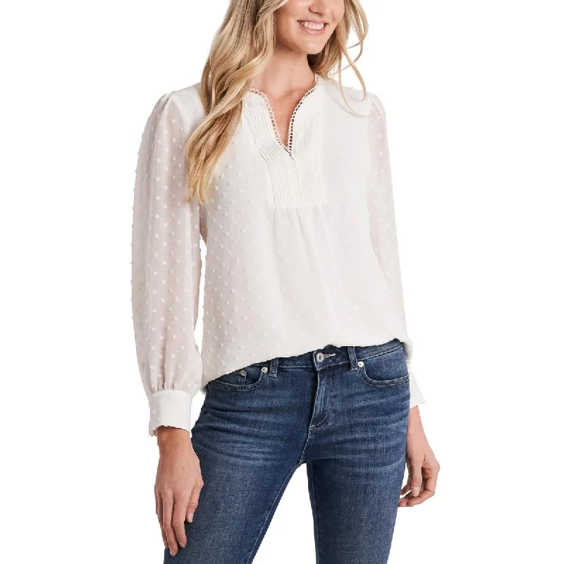 CeCe Womens Clip Dots Work Day Wear Blouse Stylish Wrap Blouse
