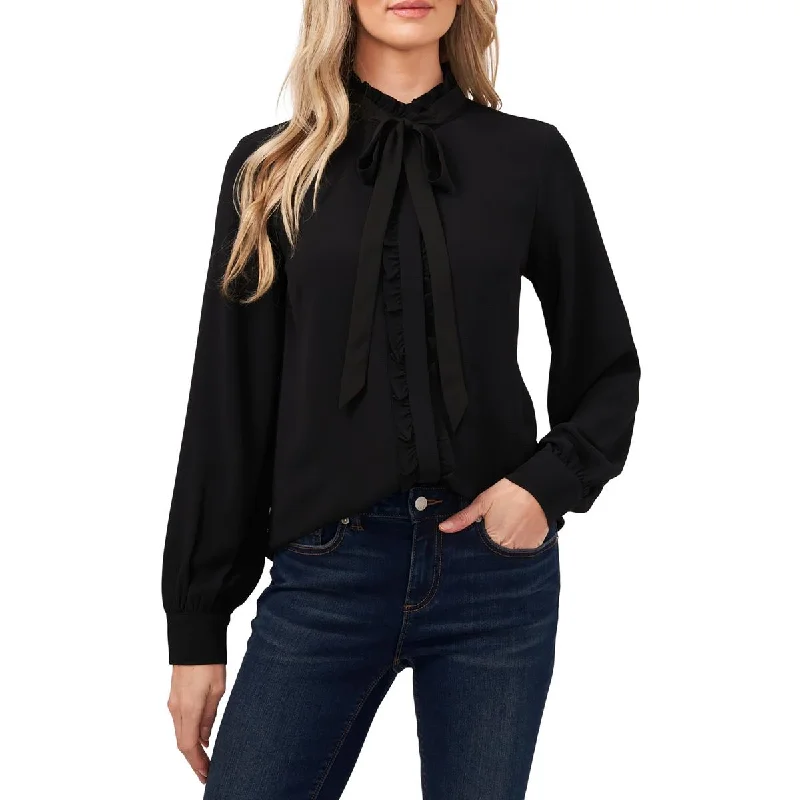 CeCe Womens Tie Ruffle Work Day Wear Blouse Wrap Front Blouse