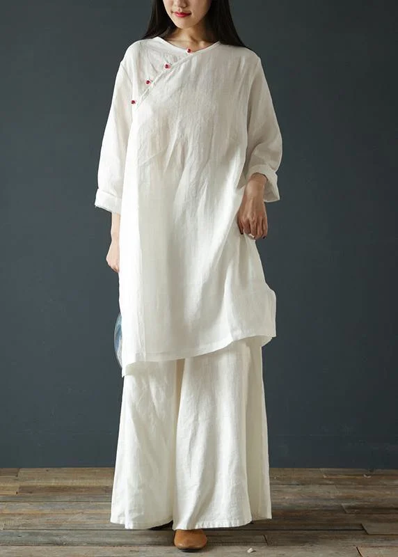 DIY o neck linen summer shirts Wardrobes white blouses Relaxed Fit Blouse