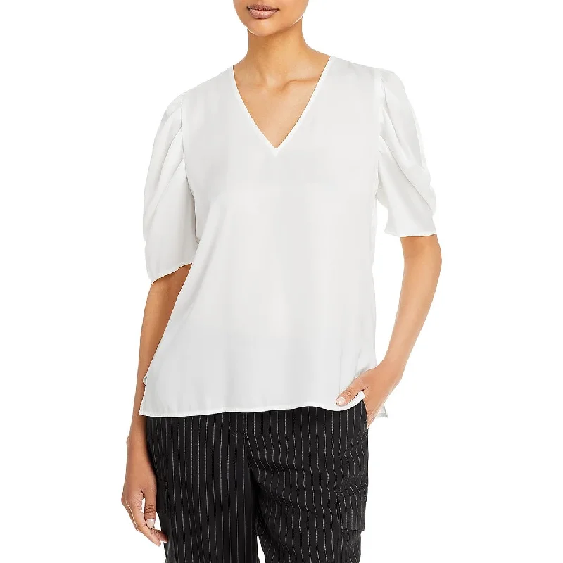 DKNY Womens V Neck Short Sleeve Blouse Smart Casual Blouse