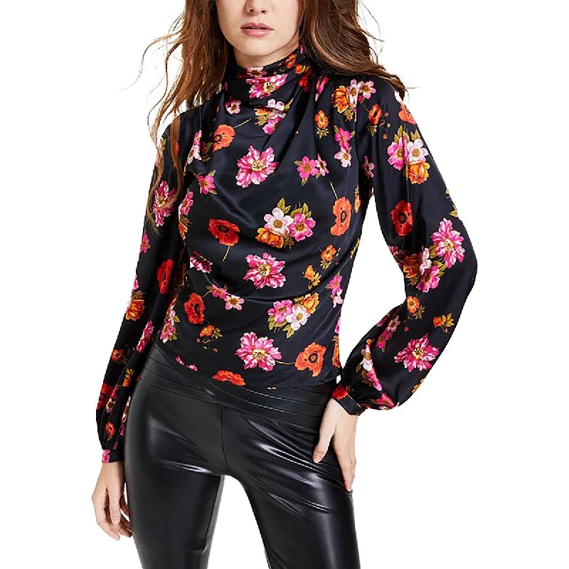 Guess Womens   Open Back Hidden Side Zipper Blouse Loose Fit Blouse