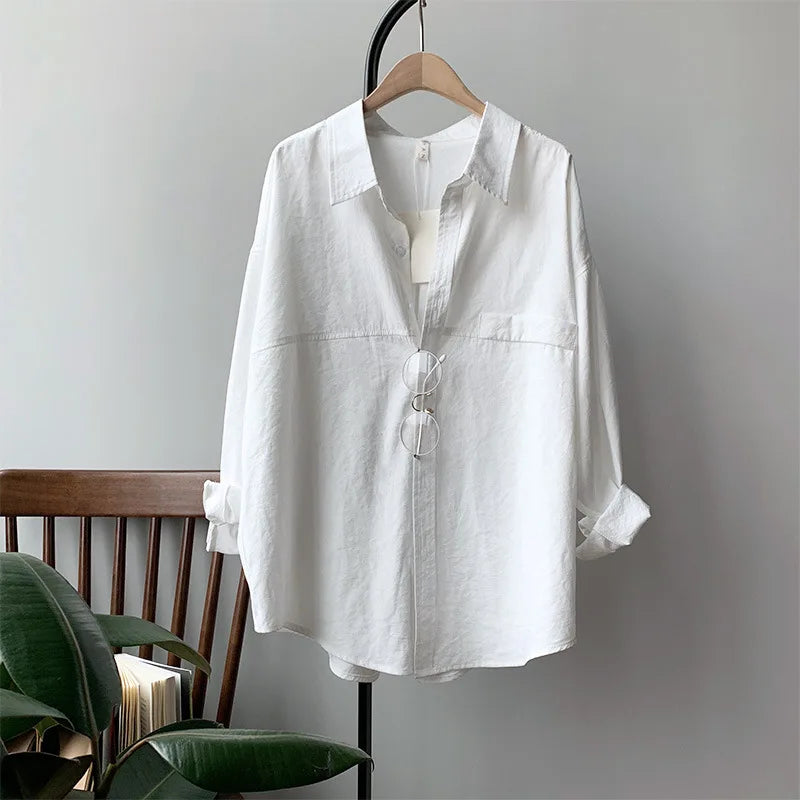 Women Korean Branded Stylish Loose Blouse Vintage Polka Blouse