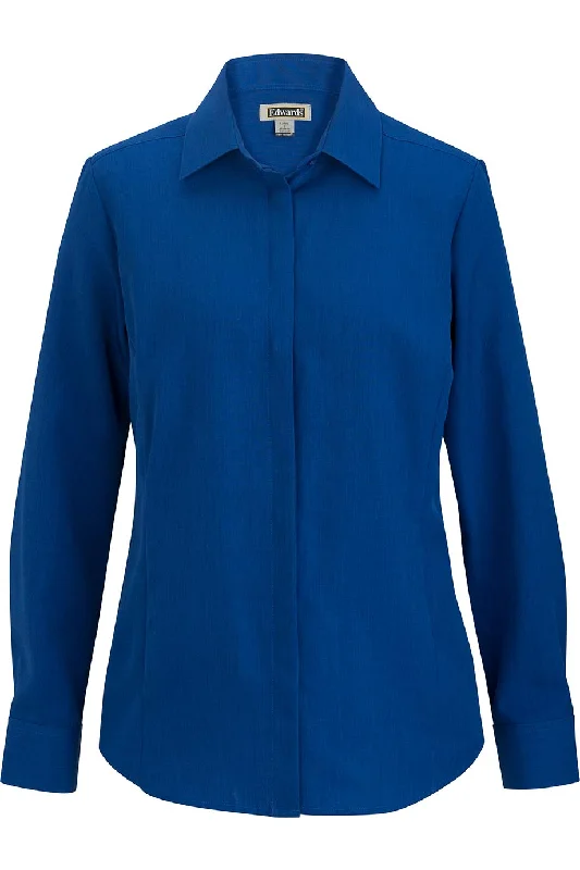 Ladies' Cobalt Blue Café Batiste Blouse Silky Draped Blouse