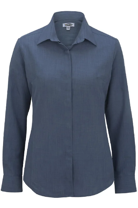 Ladies' Riviera Blue Café Batiste Blouse Romantic Lace Blouse