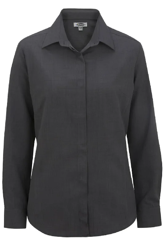 Ladies' Steel Grey Café Batiste Blouse Feminine Pastel Blouse