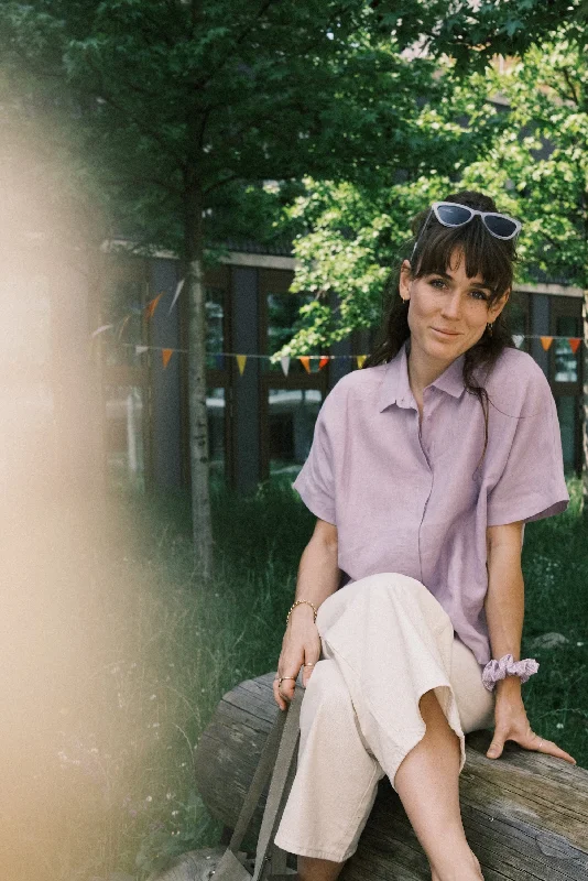 linen blouse - tona - lilac Classic Minimalist Blouse