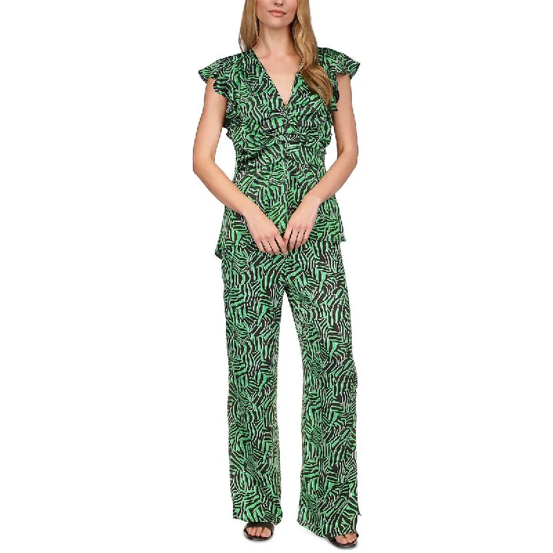 MICHAEL Michael Kors Womens Printed Flounce Blouse Floral Chiffon Blouse