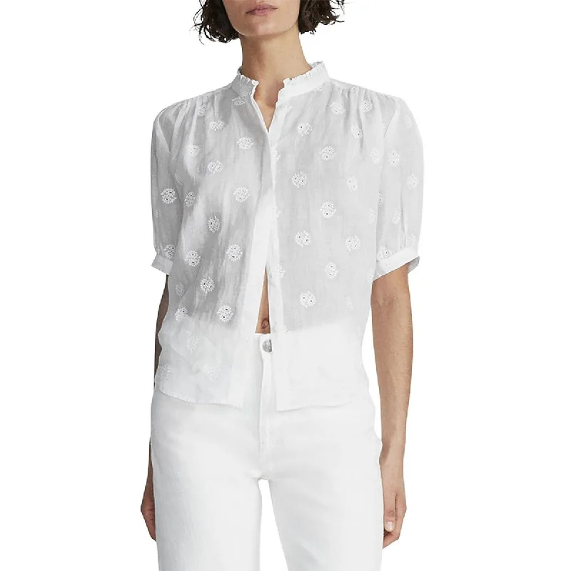 Rag & Bone Womens Ramie Blouse Casual Stripe Blouse