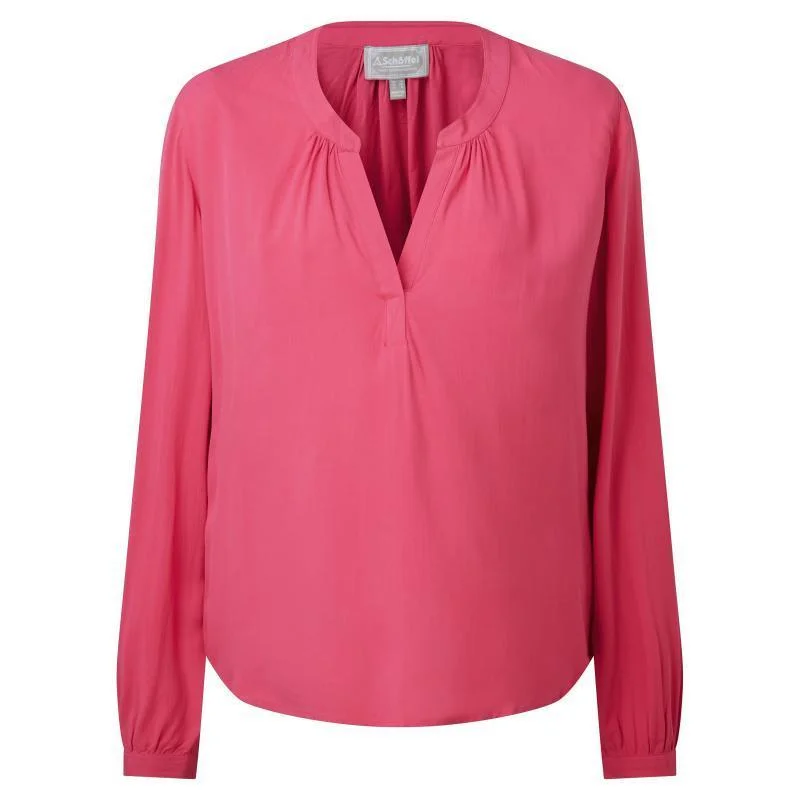 Schoffel Chloe Ladies Blouse - Fuchsia Ruched Sleeve Blouse