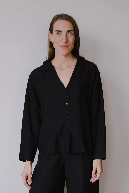 tencel blouse - virgo sheer - black Airy Cotton Blouse