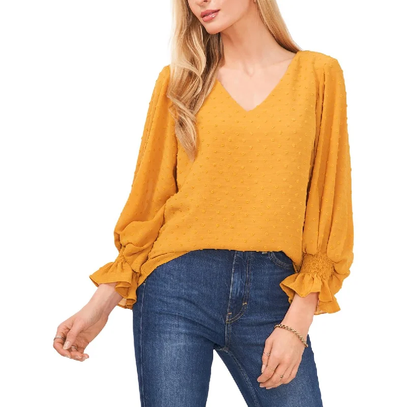 Vince Camuto Womens Textured Lined Blouse Casual Relaxed Blouse