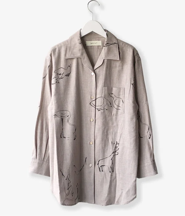 WRYHT/ONE-PIECE COLLAR BLOUSE (MINK) Stretchy Fitted Blouse