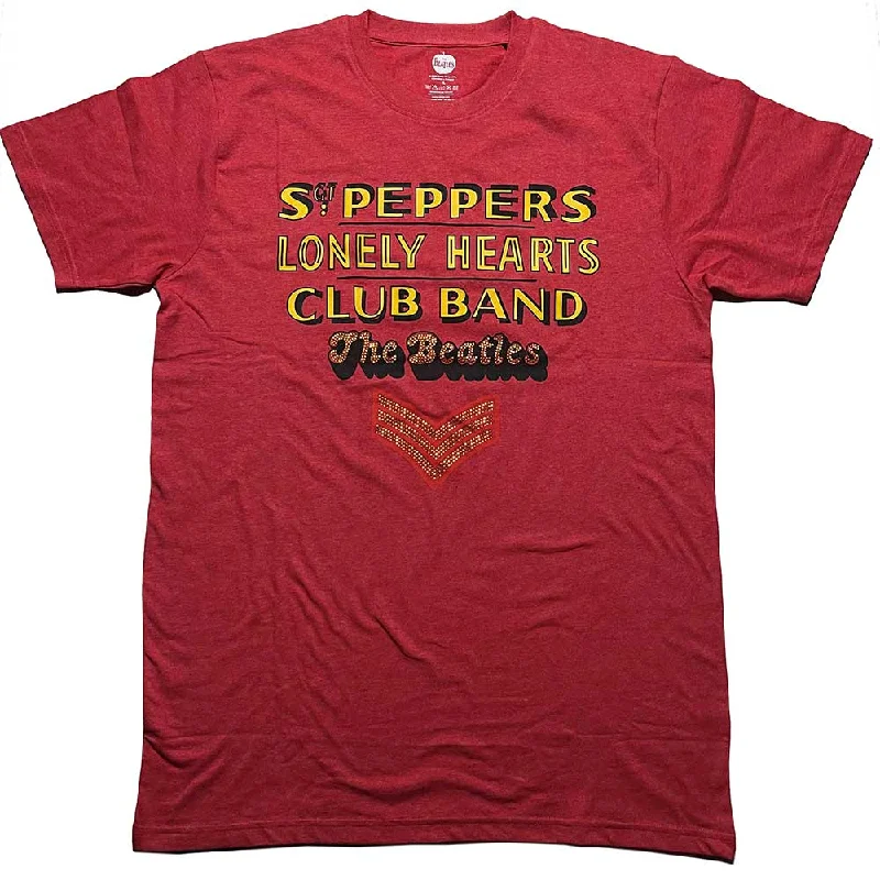 The Beatles | Official Band T-Shirt | Sgt Pepper Stacked (Diamante) Ribbed T-Shirt High Neck Heavyweight The Beatles | Official Band T-Shirt | Sgt Pepper Stacked (Diamante) Ribbed T-Shirt High Neck Heavyweight