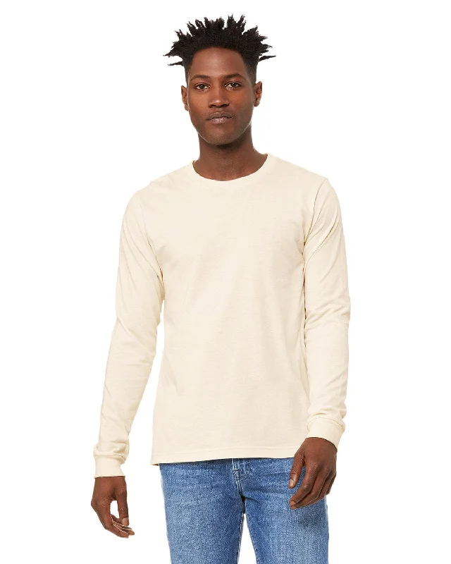 Bella+Canvas Long Sleeve Jersey T-Shirt | Natural Beaded Sequined Faux Fur