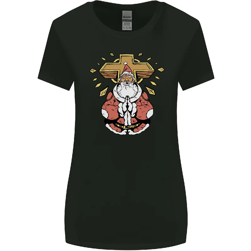 Christmas Praying Santa Christian Christianity God Womens Wider Cut T-Shirt Boxy Fit Fitted Loose Christmas Praying Santa Christian Christianity God Womens Wider Cut T-Shirt Boxy Fit Fitted Loose