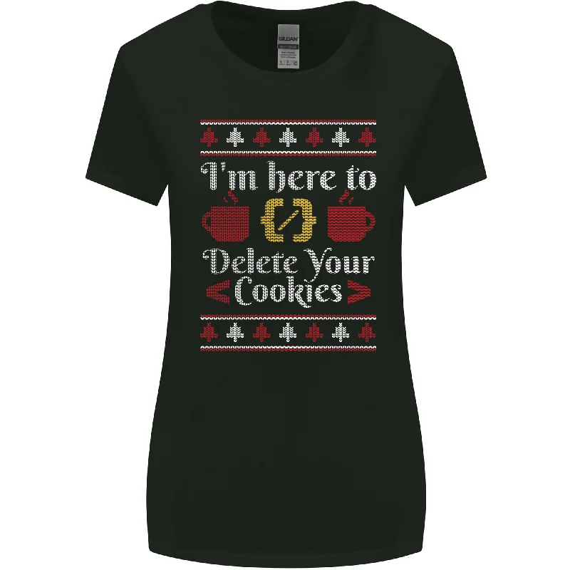 Christmas Programmer Here to Delete Cookies Womens Wider Cut T-Shirt Machine Wash Dry Clean Hand Wash Christmas Programmer Here to Delete Cookies Womens Wider Cut T-Shirt Machine Wash Dry Clean Hand Wash