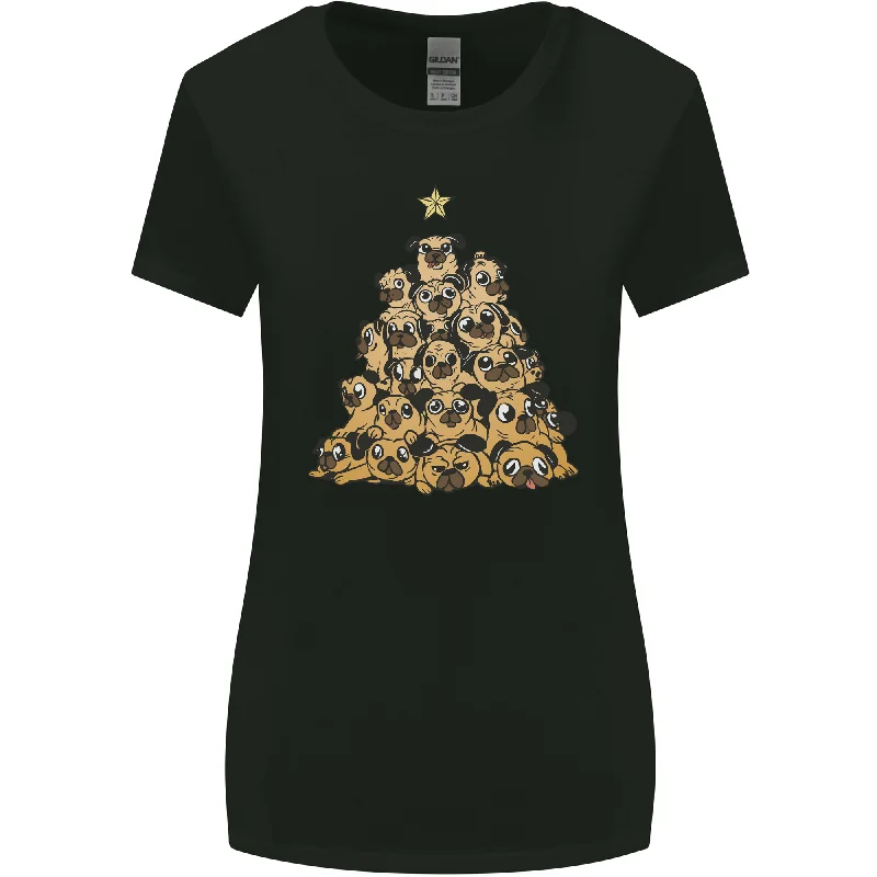Christmas Pug Funny Dog Xmas Tree Womens Wider Cut T-Shirt Chenille Blend Fleece Blend Nylon Blend Christmas Pug Funny Dog Xmas Tree Womens Wider Cut T-Shirt Chenille Blend Fleece Blend Nylon Blend