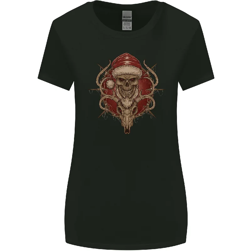Christmas Reindeer Santa Skull Gothic Xmas Womens Wider Cut T-Shirt Cotton Fabric Linen Fabric Terry Fabric Christmas Reindeer Santa Skull Gothic Xmas Womens Wider Cut T-Shirt Cotton Fabric Linen Fabric Terry Fabric