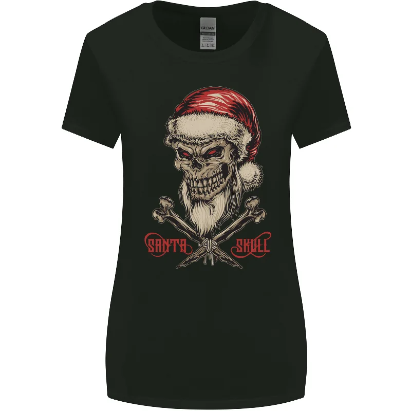 Christmas Santa Skull Heavy Metal Biker Womens Wider Cut T-Shirt Anti-Shrink Durable Soft Christmas Santa Skull Heavy Metal Biker Womens Wider Cut T-Shirt Anti-Shrink Durable Soft
