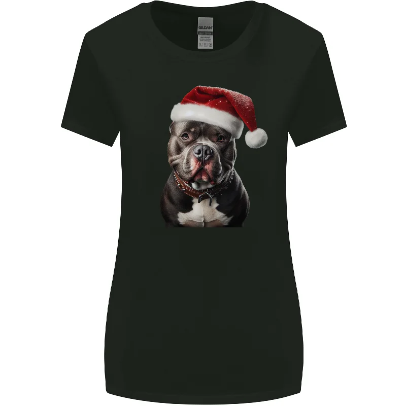 Christmas Staffy Staffordshire Bull Terrier Dog Womens Wider Cut T-Shirt Notch Collar Peter Pan Collar Cowl Neck Christmas Staffy Staffordshire Bull Terrier Dog Womens Wider Cut T-Shirt Notch Collar Peter Pan Collar Cowl Neck