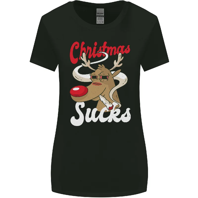 Christmas Sucks Funny Xmas Weed Spliff Womens Wider Cut T-Shirt Rayon Velvet Corduroy Christmas Sucks Funny Xmas Weed Spliff Womens Wider Cut T-Shirt Rayon Velvet Corduroy