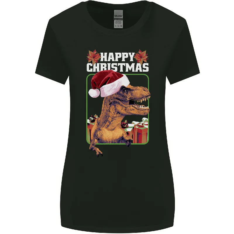 Christmas T-Rex Funny Dinosaur Womens Wider Cut T-Shirt Satin Fabric Silk Fabric Chiffon Fabric Christmas T-Rex Funny Dinosaur Womens Wider Cut T-Shirt Satin Fabric Silk Fabric Chiffon Fabric