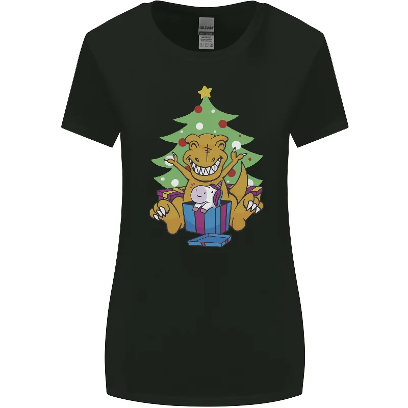Christmas T-Rex & Unicorn Funny Xmas Gift Womens Wider Cut T-Shirt Welt Pockets Slit Pockets Flap Pockets Christmas T-Rex & Unicorn Funny Xmas Gift Womens Wider Cut T-Shirt Welt Pockets Slit Pockets Flap Pockets