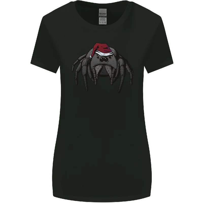 Christmas Tarantula Funny Xmas Hat Spider Womens Wider Cut T-Shirt Ribbed Striped Patterned Christmas Tarantula Funny Xmas Hat Spider Womens Wider Cut T-Shirt Ribbed Striped Patterned