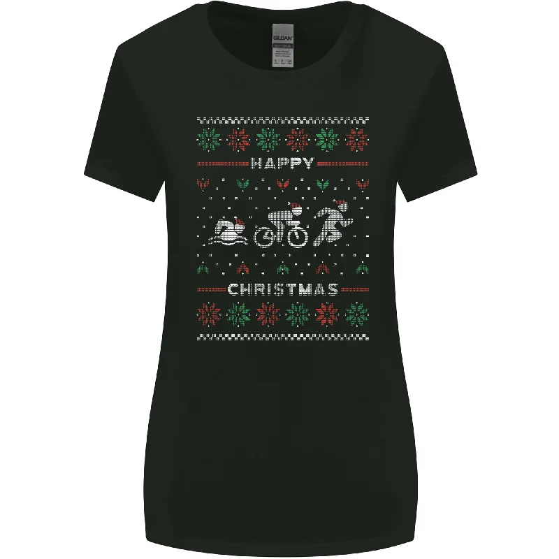 Christmas Triathlon Funny Fitness Gym Womens Wider Cut T-Shirt Machine Wash Dry Clean Hand Wash Christmas Triathlon Funny Fitness Gym Womens Wider Cut T-Shirt Machine Wash Dry Clean Hand Wash