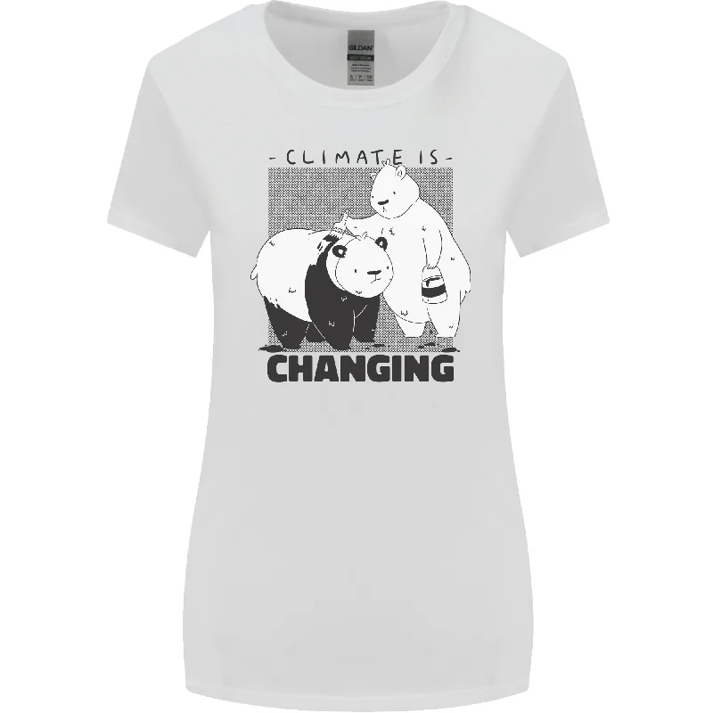 Climate Change Polar Bears Environment Womens Wider Cut T-Shirt Handmade Hand-knitted Hand-woven