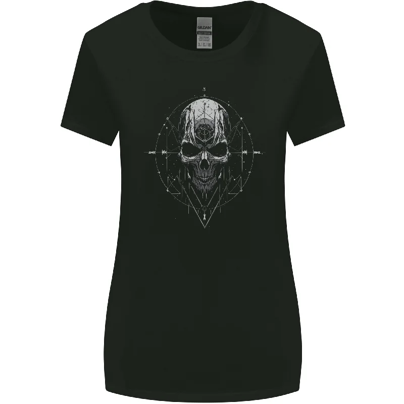 Cosmic Skull Womens Wider Cut T-Shirt Knit Fabric Woven Fabric Fleece Fabric