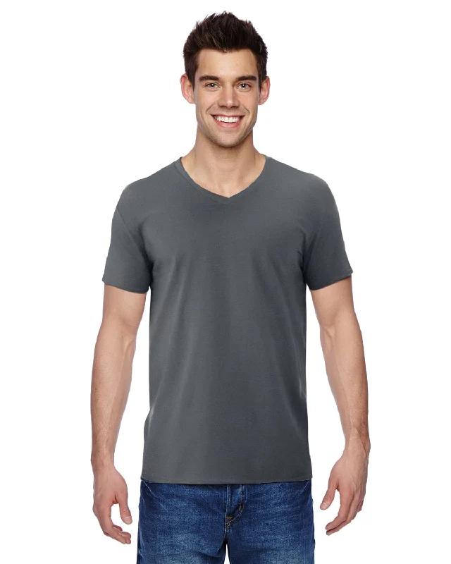 Fruit of the Loom 100% Sofspun Cotton V-Neck T-Shirt | Charcoal Grey Notch Collar Peter Pan Collar Cowl Neck Fruit of the Loom 100% Sofspun Cotton V-Neck T-Shirt | Charcoal Grey Notch Collar Peter Pan Collar Cowl Neck