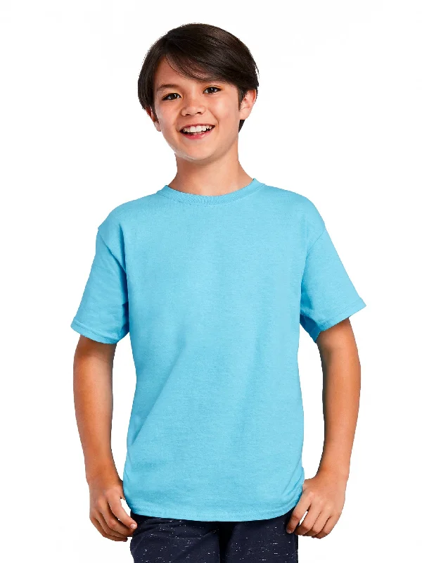 Gildan Youth Lightweight 100% Cotton T-Shirt | Old Gold Striped Floral Plaid