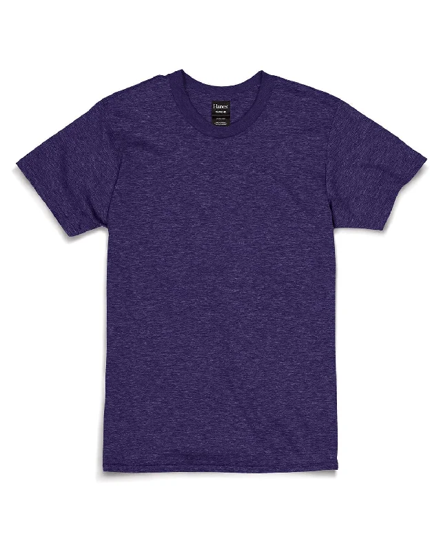 Hanes Combed Cotton T-Shirt | Grape Smash Hthr Striped Floral Plaid