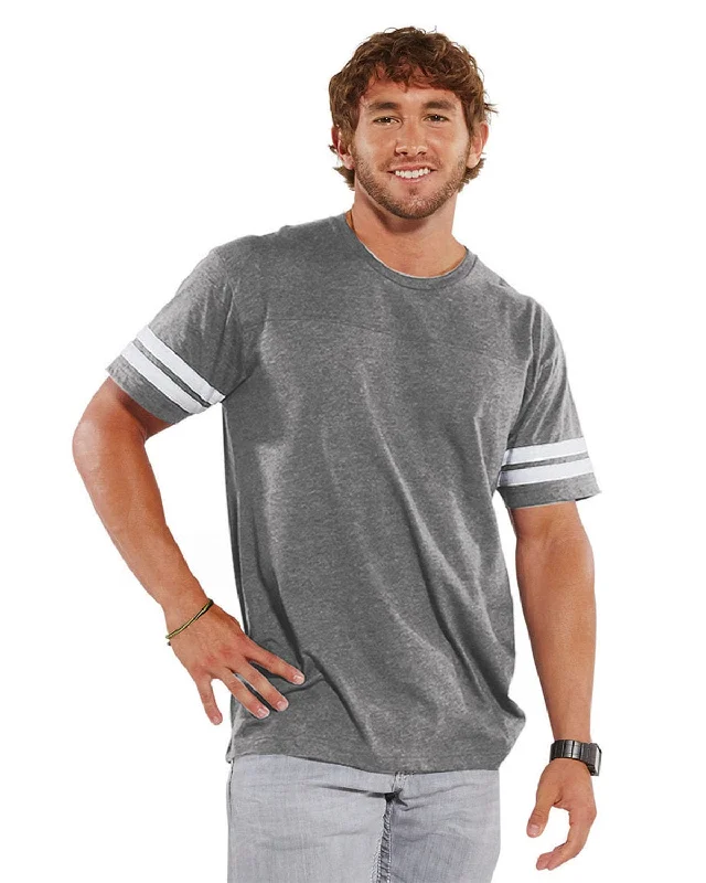 LAT Mens Football T-Shirt | Vn Hthr/ Bld Wht Mesh Fabric Canvas Fabric Denim Fabric