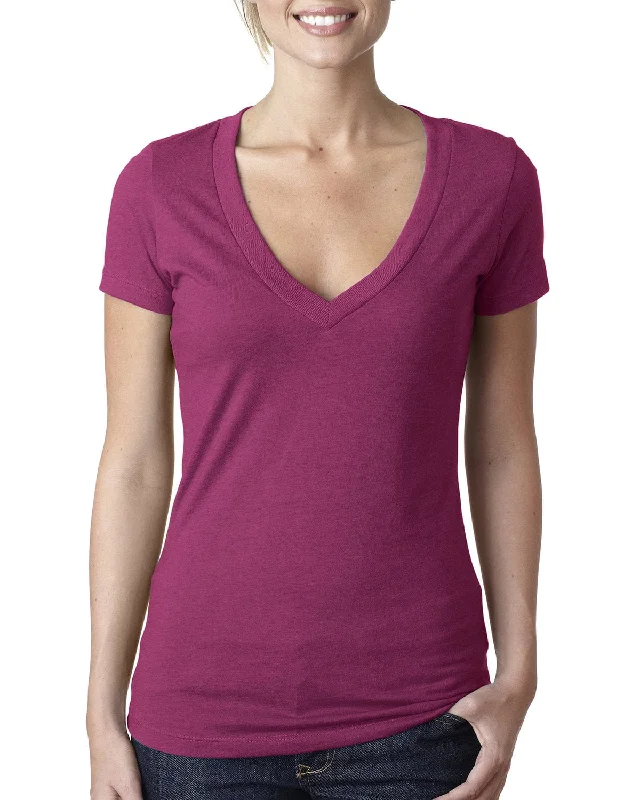 Next Level Ladies CVC Deep V-Neck Tee | Lush Print Jacquard Patchwork