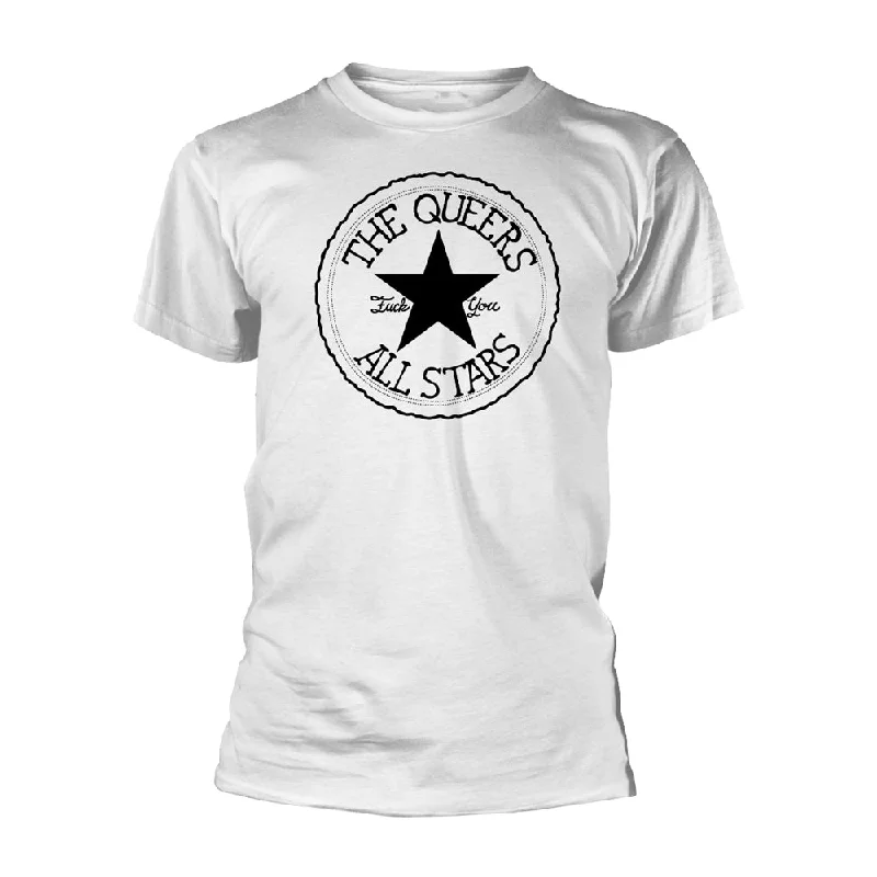 The Queers Unisex T-shirt: All Stars (White) Striped Floral Plaid