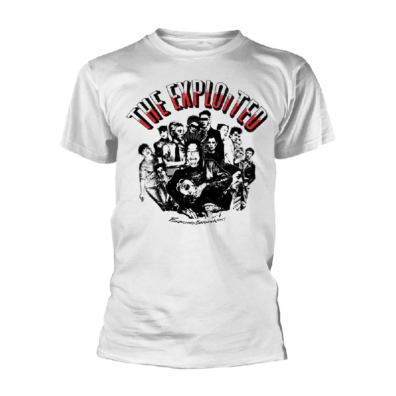 The Exploited Unisex T-shirt: Barmy Army (White) Asymmetrical Pockets Print