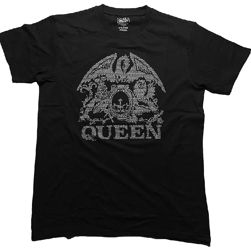 Queen | Official Band T-Shirt | Crest (Diamante) Mesh Fabric Canvas Fabric Denim Fabric