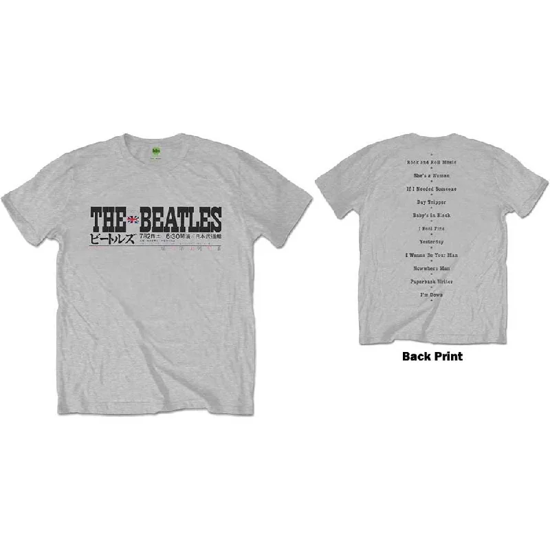 The Beatles | Official Band T-Shirt | Budokan Set List (Back Print) Satin Blend Silk Blend Wool Blend