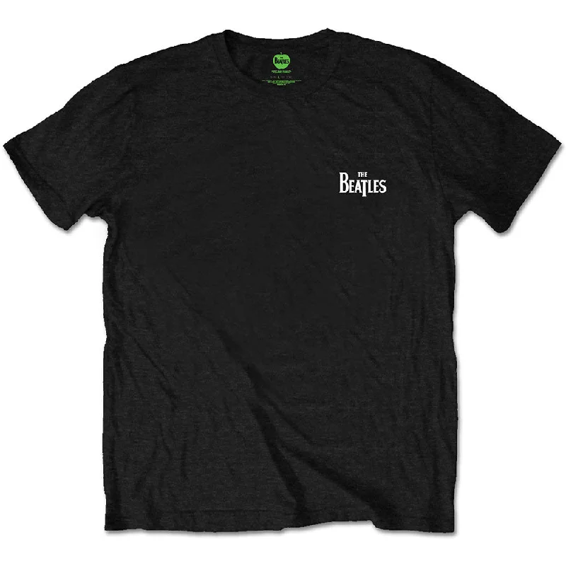 The Beatles | Official Band T-Shirt | Drop T Logo (Back Print) Denim Fabric Leather Fabric Suede Fabric