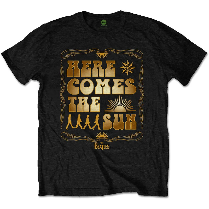 The Beatles | Official Band T-Shirt | Here Comes The Sun (Back Print) Striped Floral Plaid