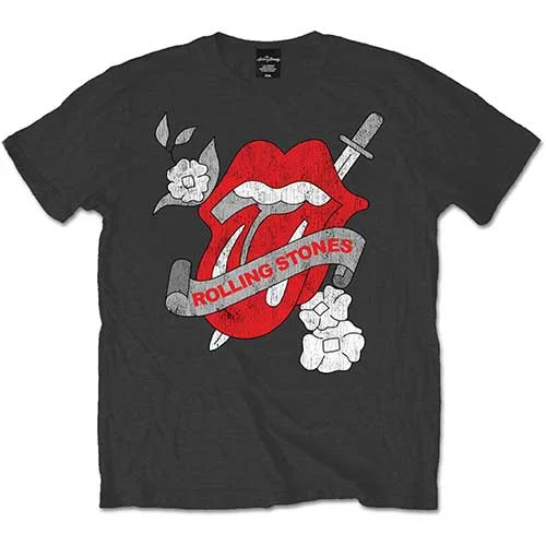 The Rolling Stones | Official Band T-Shirt | Vintage Tattoo Oversized T-Shirt Spandex breathable
