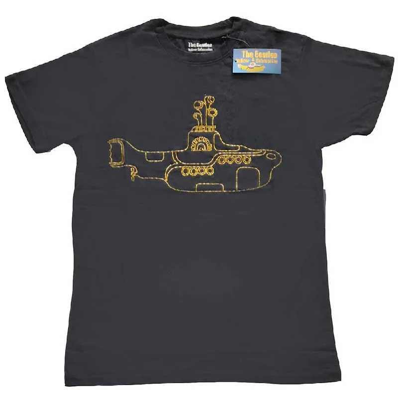 The Beatles | Official Band T-Shirt | Yellow Submarine (Diamante) Plaid T-Shirt Polka Dot Checkered The Beatles | Official Band T-Shirt | Yellow Submarine (Diamante) Plaid T-Shirt Polka Dot Checkered