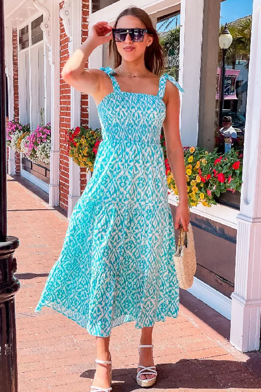 Clear Waters Tiered Maxi Dress - Aqua Classic Solid Maxi Dress