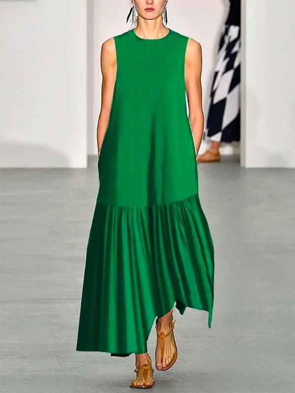 A-Line Loose Solid Color Split-Joint Round-Neck Maxi Dresses Elegant Wraparound Maxi Dress A-Line Loose Solid Color Split-Joint Round-Neck Maxi Dresses Elegant Wraparound Maxi Dress