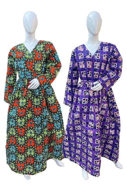 African Ladies Long Maxi Dress (Pack of 2 Pieces) Trendy Maxi Dress with Bow