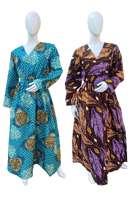 African Ladies Long Maxi Dress (Pack of 2 Pieces) Fashionable Printed Maxi Dress