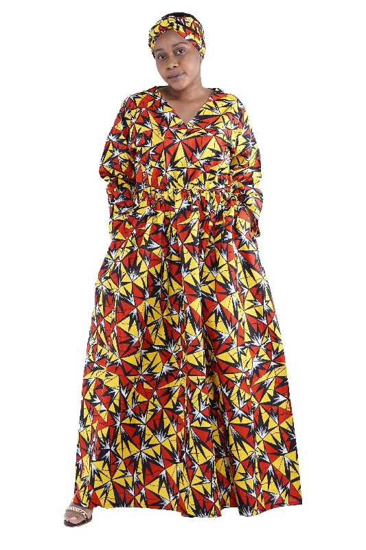 African Ladies Long Maxi Dress (One Size) Fashionable Open-Back Maxi Dress